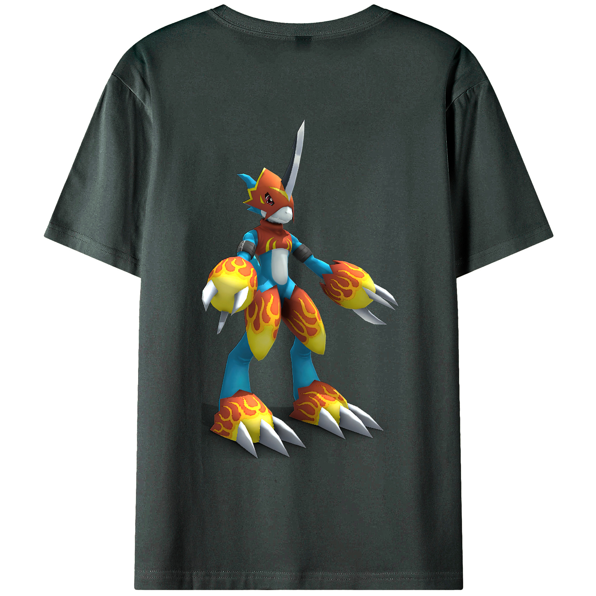 （画像用） Digimon デジタルモンスター/デジモン 綿100％ メンズ半袖Tシャツ（バックプリント） 通気性